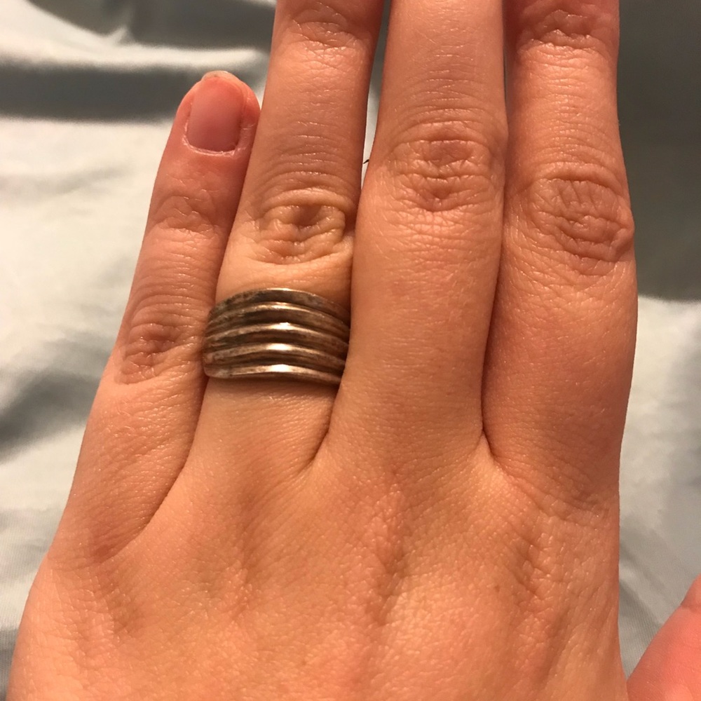 Sterling silver wide ridged band